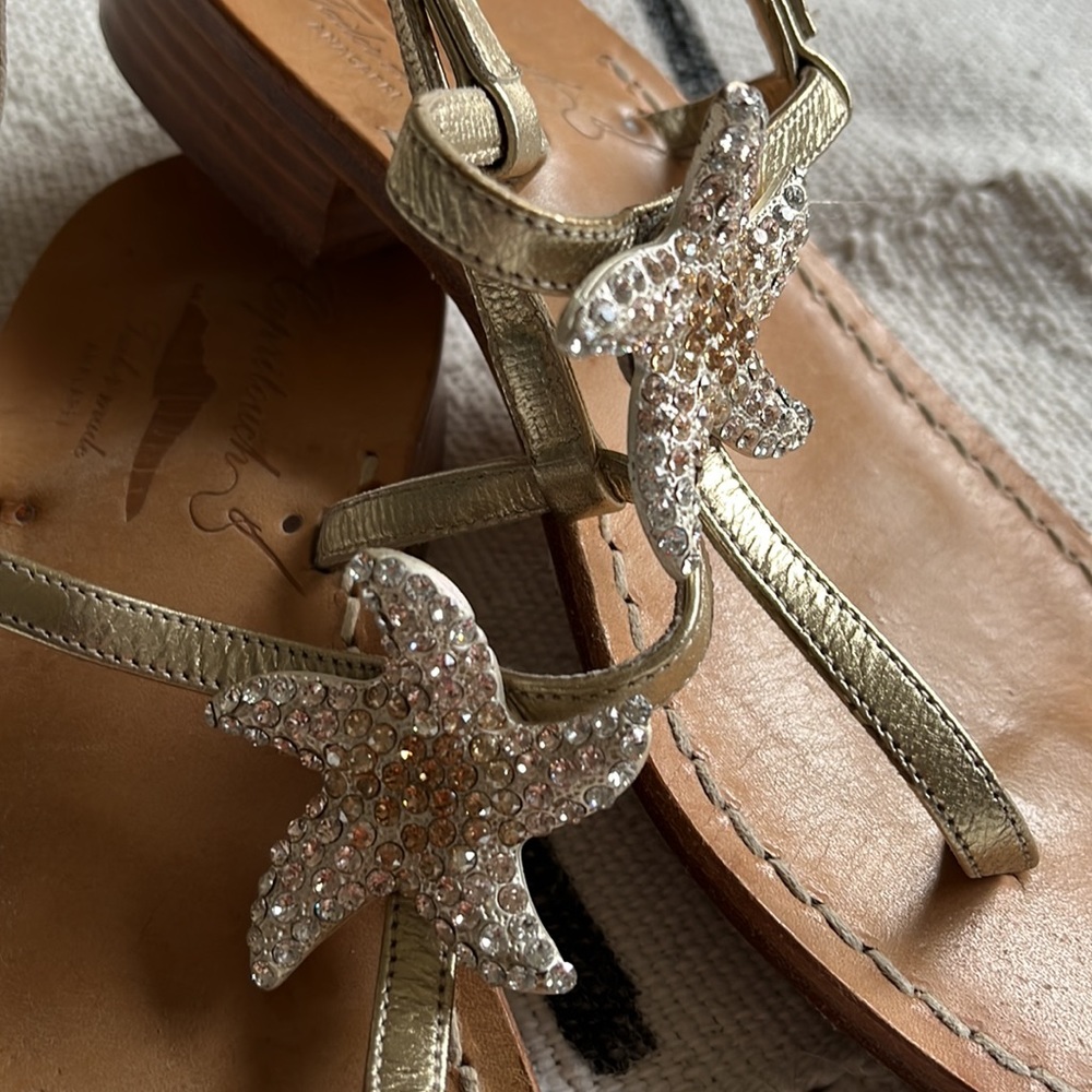 CAPRITOUCH 100% leather hand made Italian sandals with a sea star ⭐️ - Picture 1 of 8